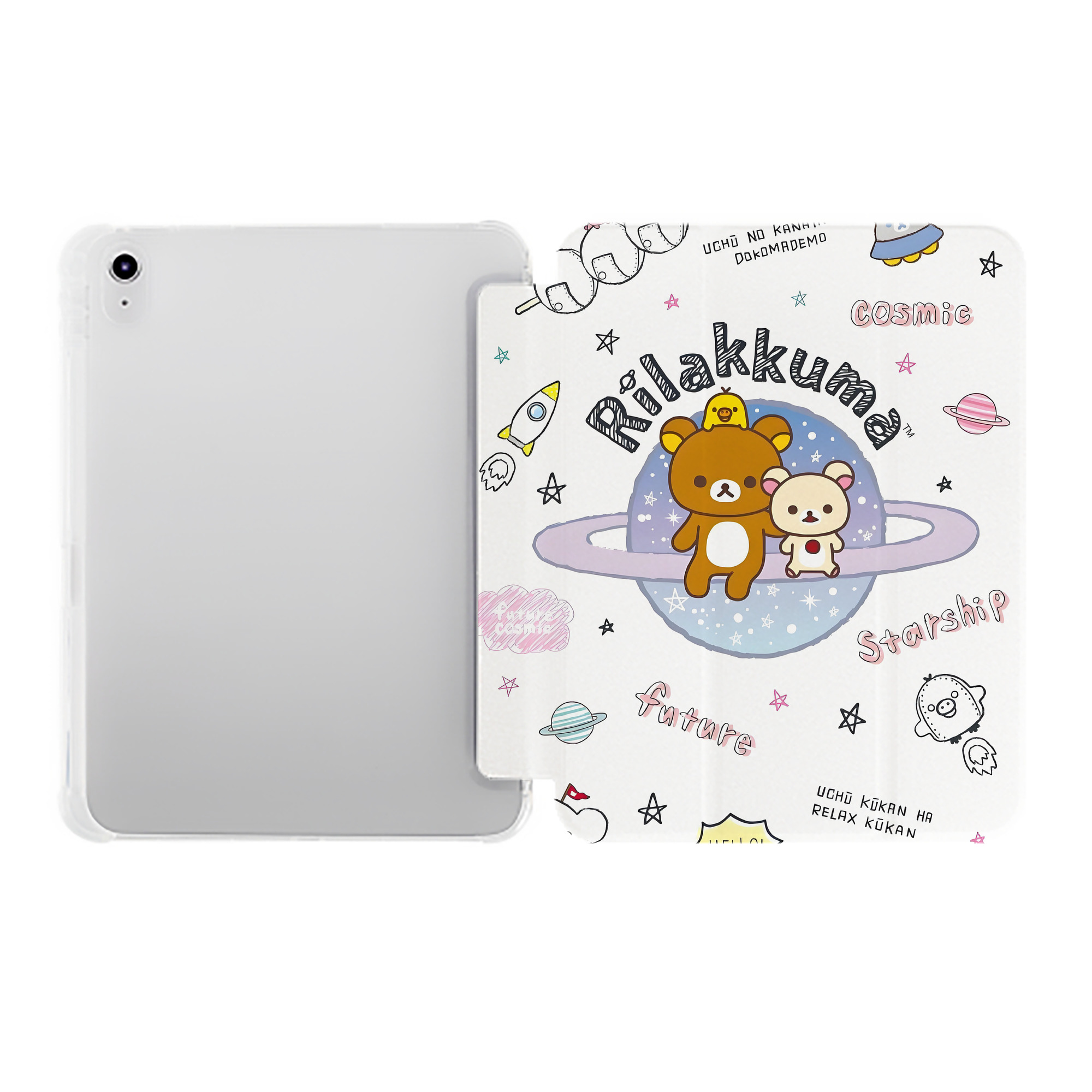 （画像用） リラックマ リラックマ キイロイトリ Rilakkuma Korilakkuma Kiiroitori IPad ケース ペン収納付き 三つ折りスタンド PUレザー×シリコン 対応機種9.5/10.5/10.9インチ